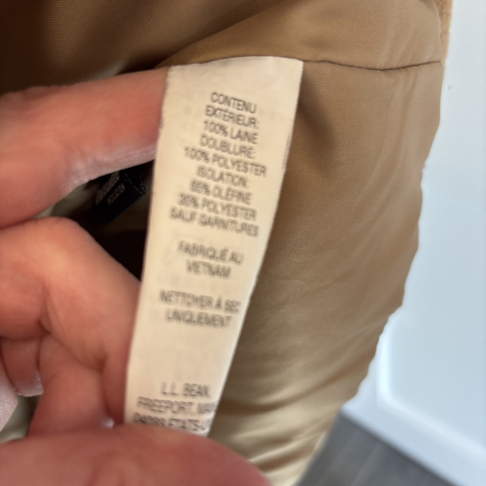 L.L. Bean Lambs Wool Classic Polo Coat Women's 8 Beige 3/4 Length Bellandi - Picture 11 of 16